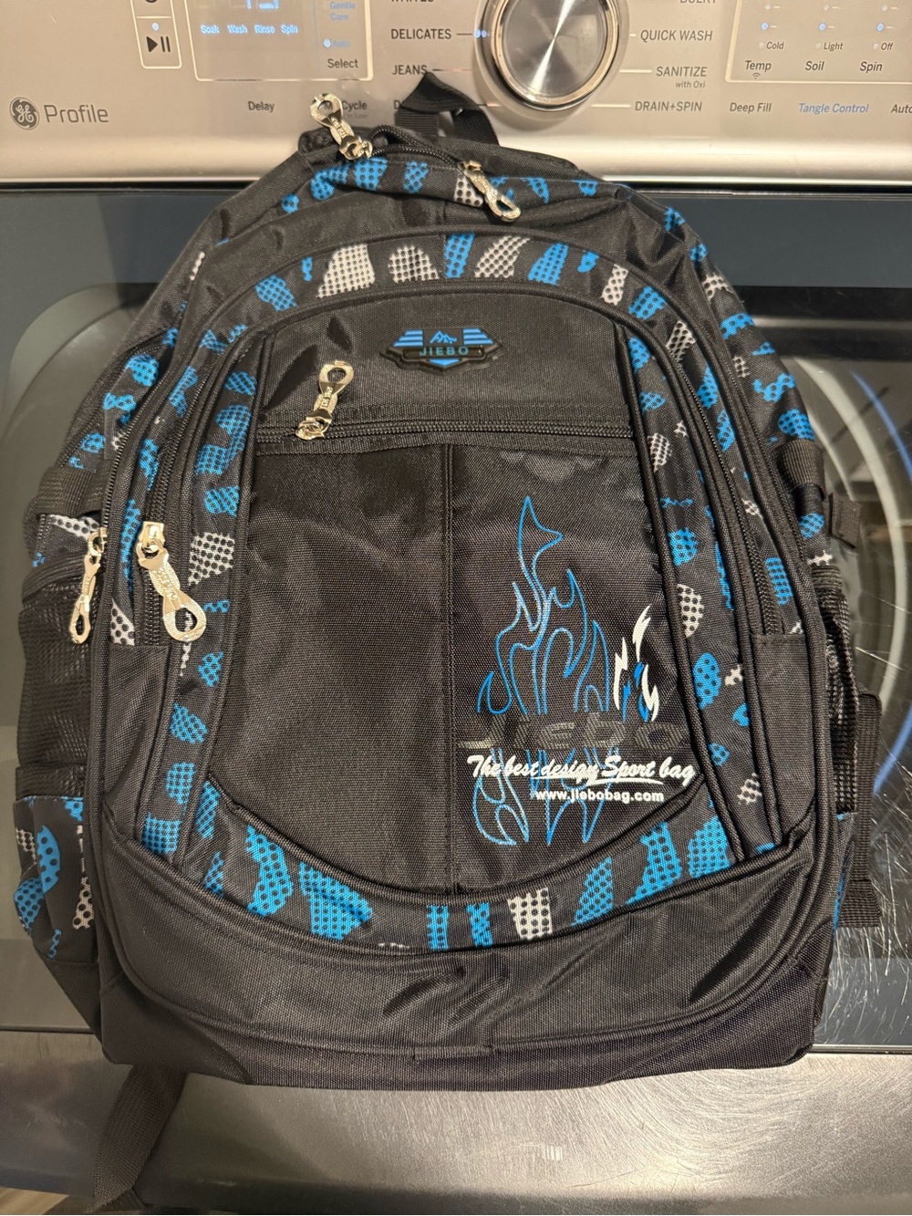 Kids Black & Blue Multi-Pocket Backpack